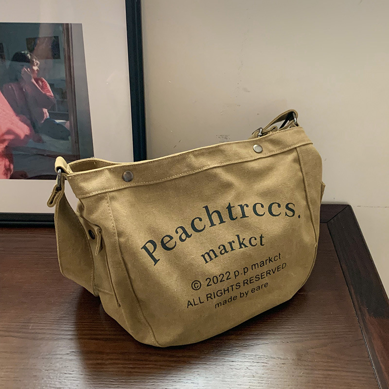 Canvas for women's summer 2024 new fashionable large capacity single shoulder crossbody bag