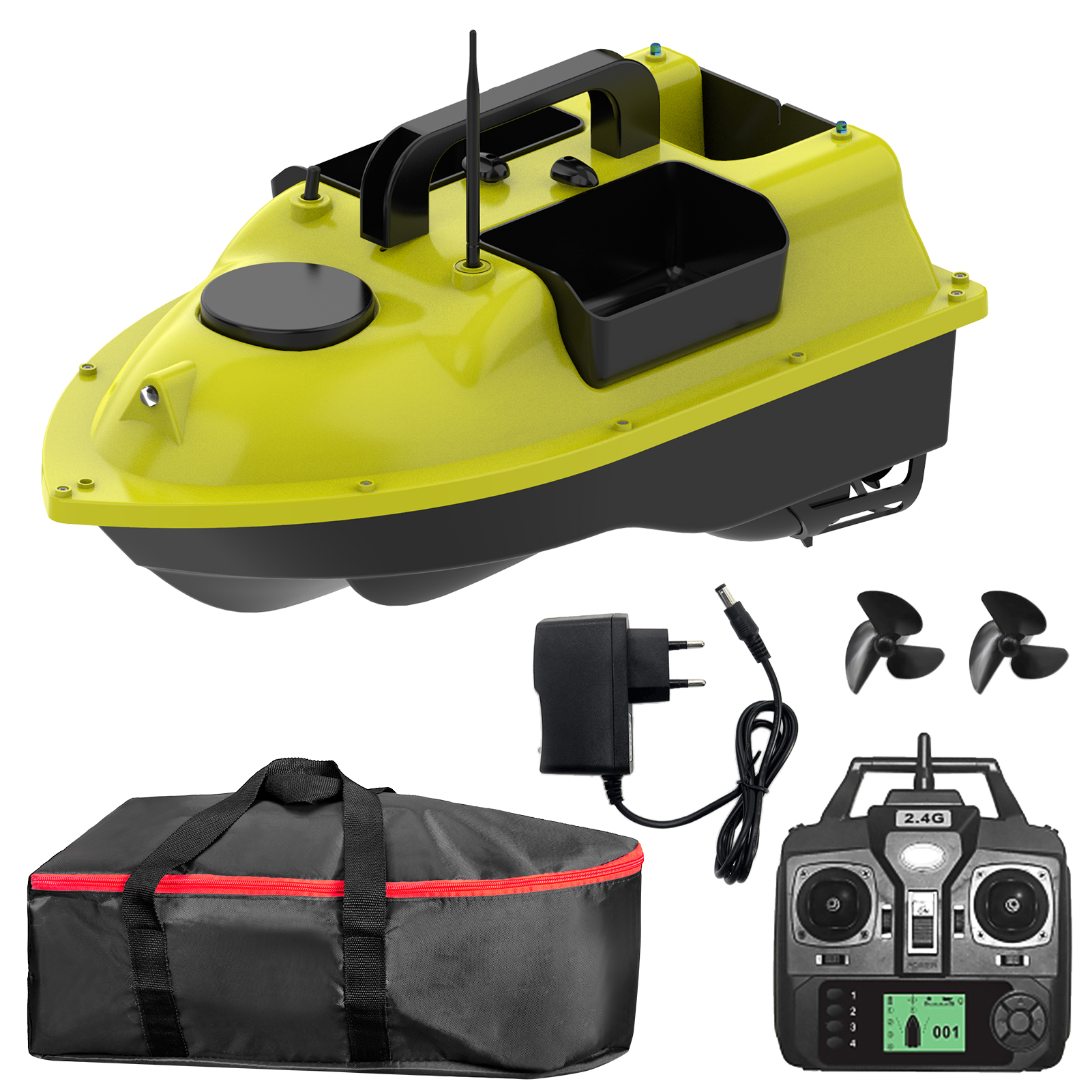 D18E GPS Fishing Bait Boat with 3 Bait Containers Automatic Bait Boat with 500M Remote Range 10000mAh Fishing Feeder Fish Finder