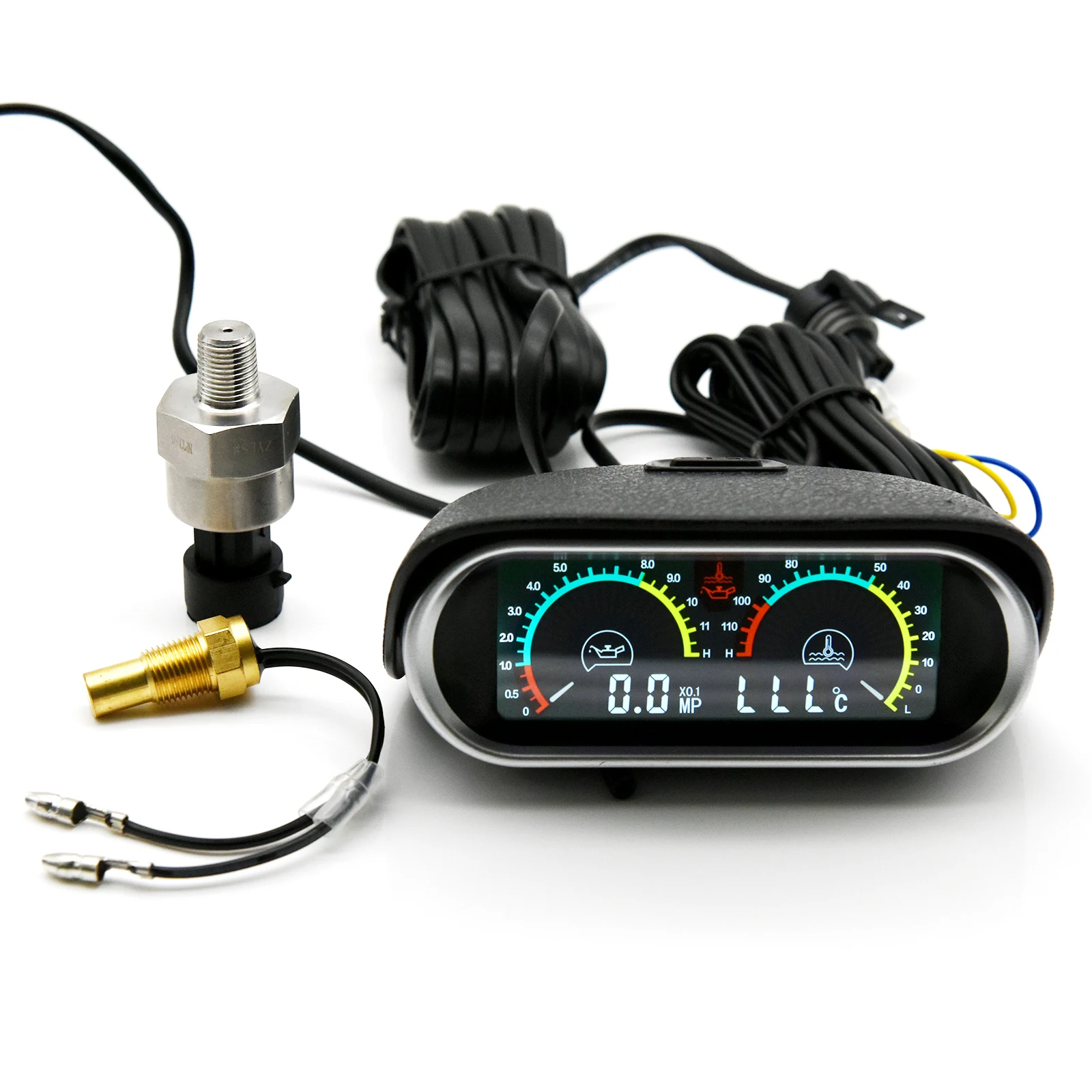 2 Functions 12v/24v Universal Truck Car Oil Pressure Gauge + Water Temperature Gauge Set Meter Sensor Oil Pressure Indicator