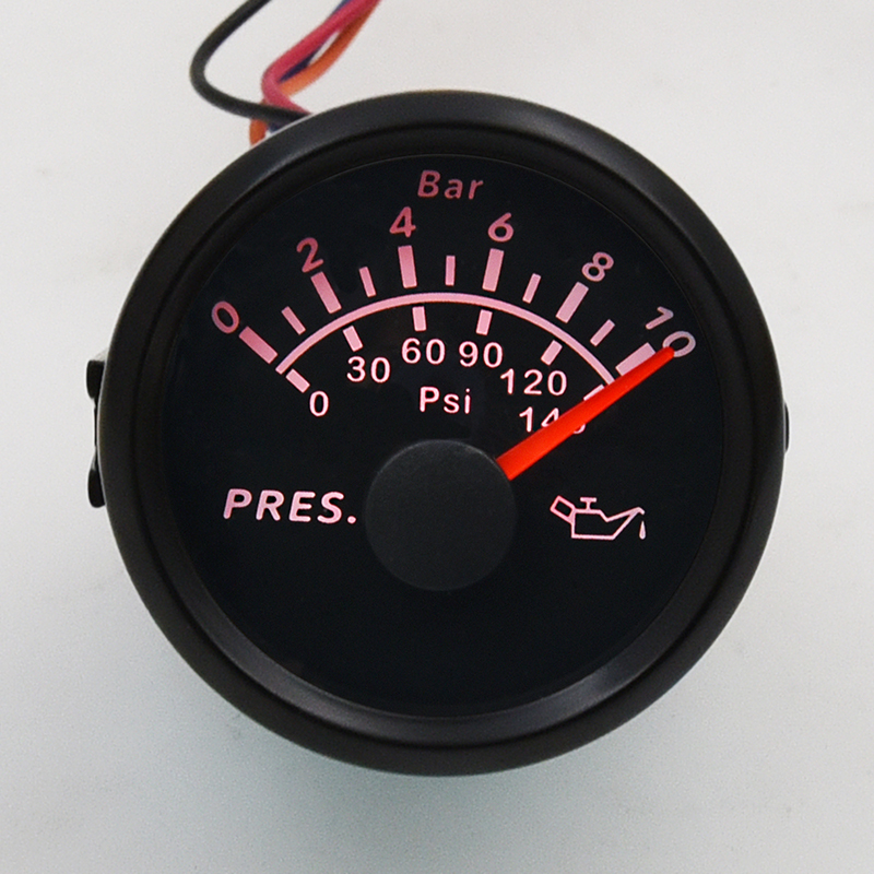 52 mm Boat Car Oil Pressure Gauge 5 Bar / 10 Bar Fuel Pressure Meter fit for Output Signal 10~184 ohm Sensor