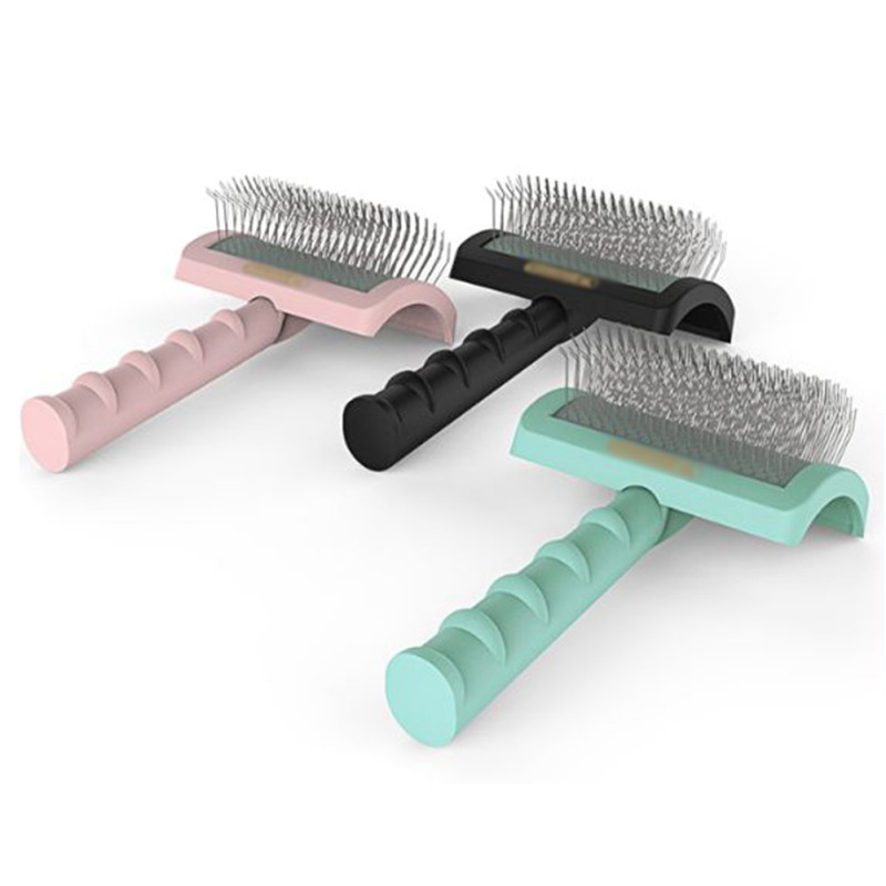 Pet Hair Removal Brush With 120° Angle Medium/Small Dog Cat Long Needle Sliding Brush Reusable Puppy Wire Comb Pet Hair Supplies