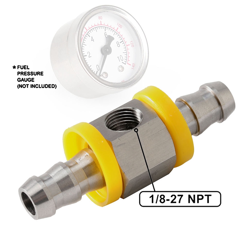 Universal Fuel Pressure Gauge 1/8 NPT(140 Psi) with 3/8 Inch Fuel Line Fuel Pressure Gauge Sensor T-Fitting Adapter
