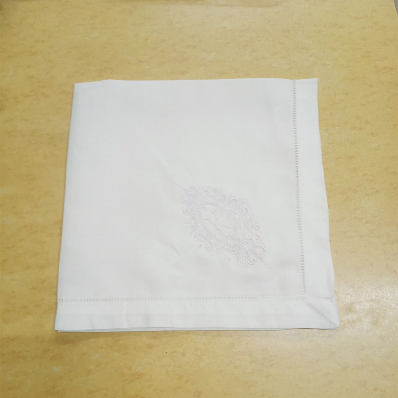 Set of 12 Excellent Monogrammed Dinner Napkins White Hemstitched Linen Table Napkins 20x20" Ladder Embroidery Initial Tea Napkin