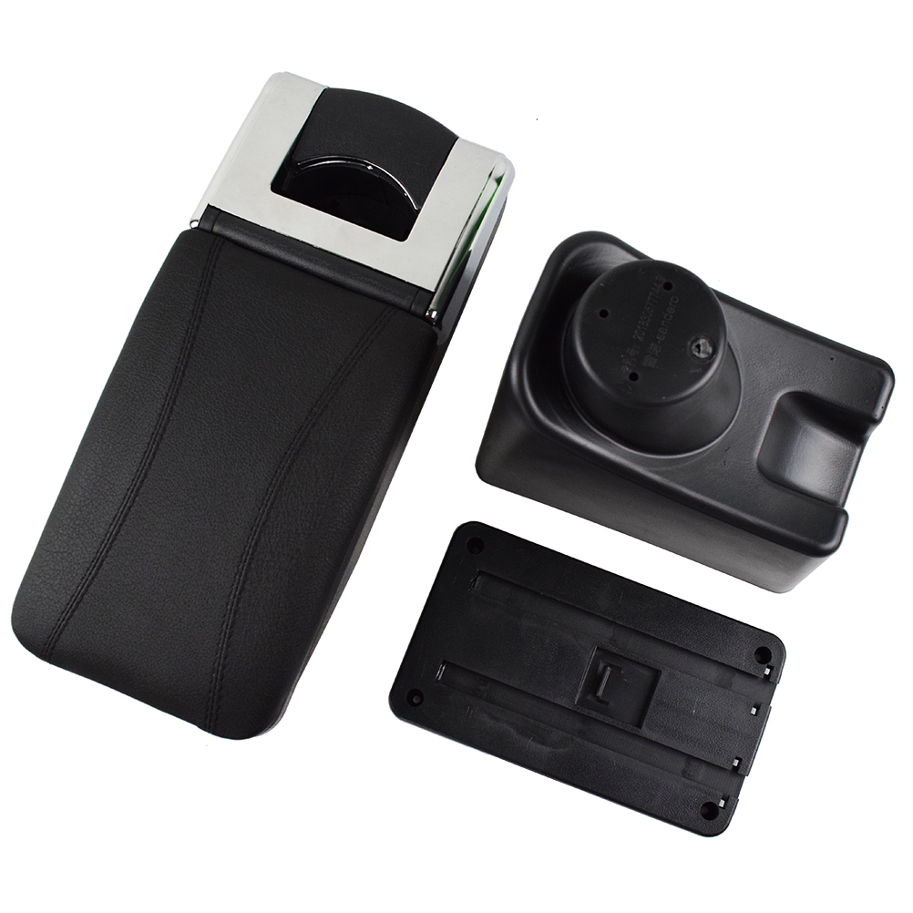 Storage Box For Renault Sandero I / Logan Arm Rest Rotatable Cup Holder Armrest Black Leather