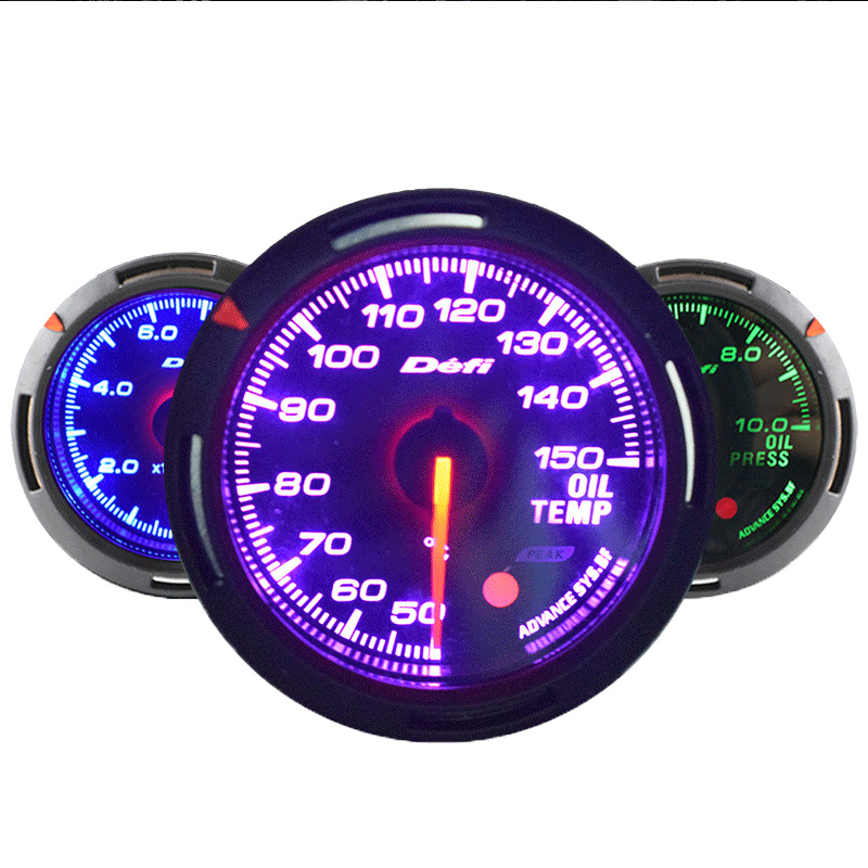 Car Turbo Boost Defi Gauge 15 Colors Water Temperature Oil Pressure Vacuum RPM Voltage Meter With Sensor