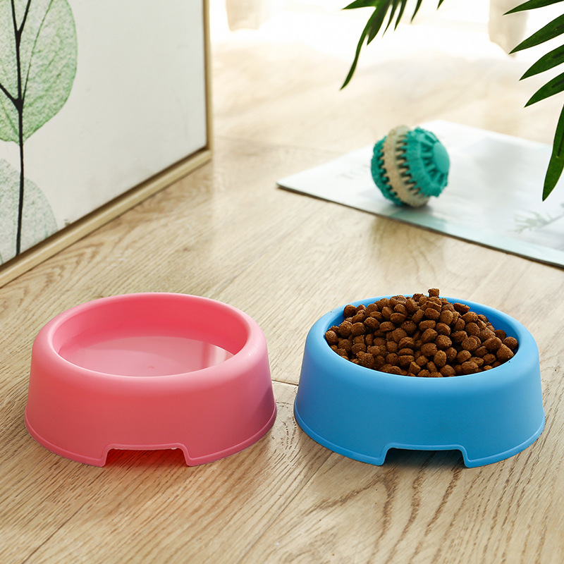 1 piece of high-quality solid color pet three-color lightweight plastic single bowl small dog and cat pet bowl pet feeding suppl