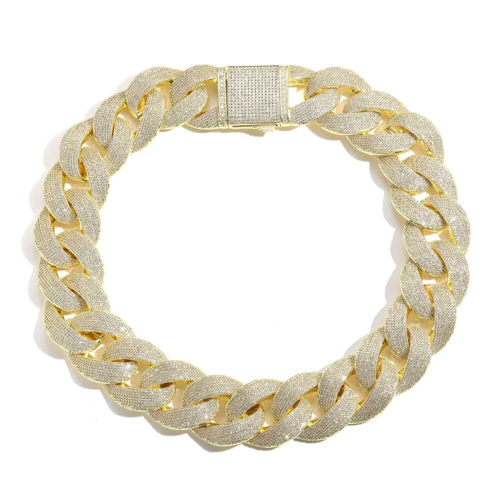 hip hop 35mm spring buckle cuban with personalized copper zircon inlay super thick and domineering exaggerated necklace