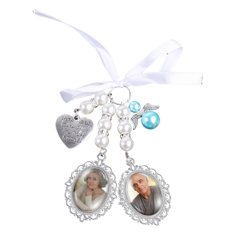 Wedding Bouquet Photo Charm DIY Pin Brooch Making Kit Lacy Frame Charm Oval Bridal Bouquet Angel Memorial Picture Frame Pendant