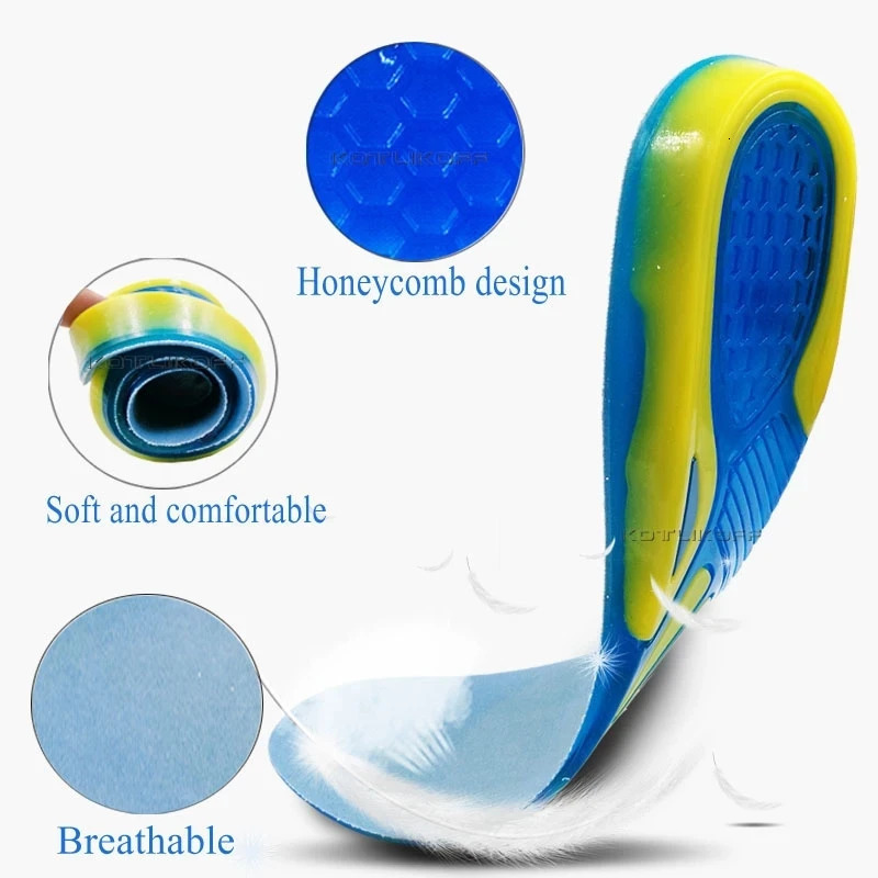 Silicone Non-Slip Gel Soft Sport Shoe Insoles Massaging Insole Orthopedic Foot Care For Feet Shoes Sole Shock Absorption Pads 240329