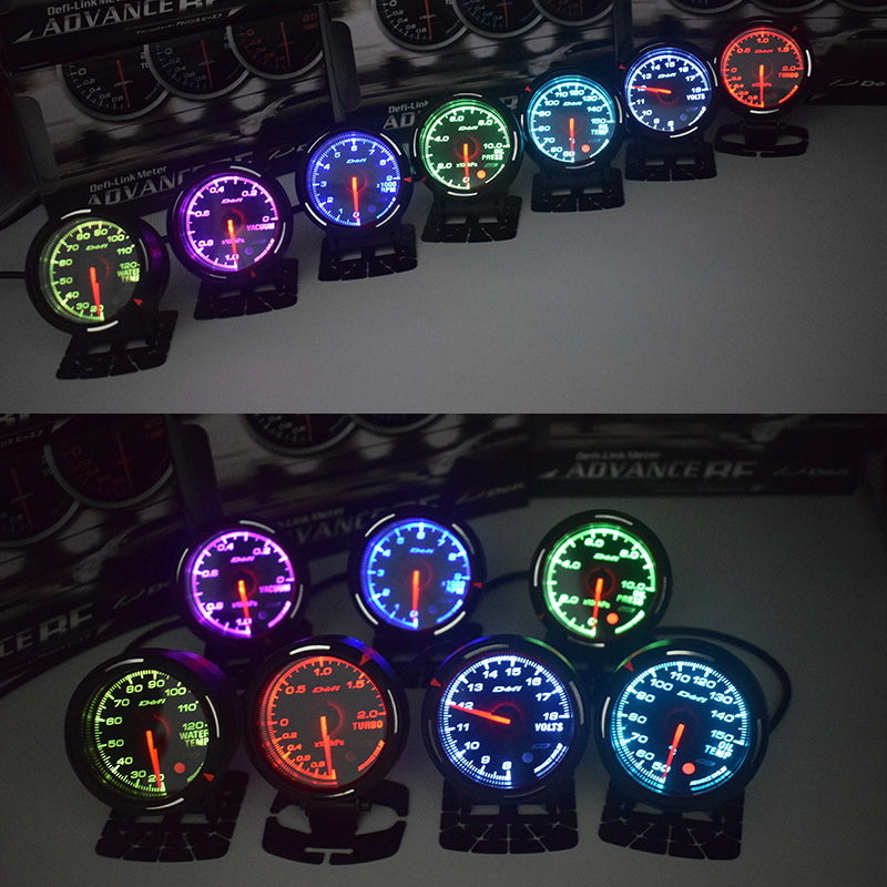 Car Turbo Boost Defi Gauge 15 Colors Water Temperature Oil Pressure Vacuum RPM Voltage Meter With Sensor