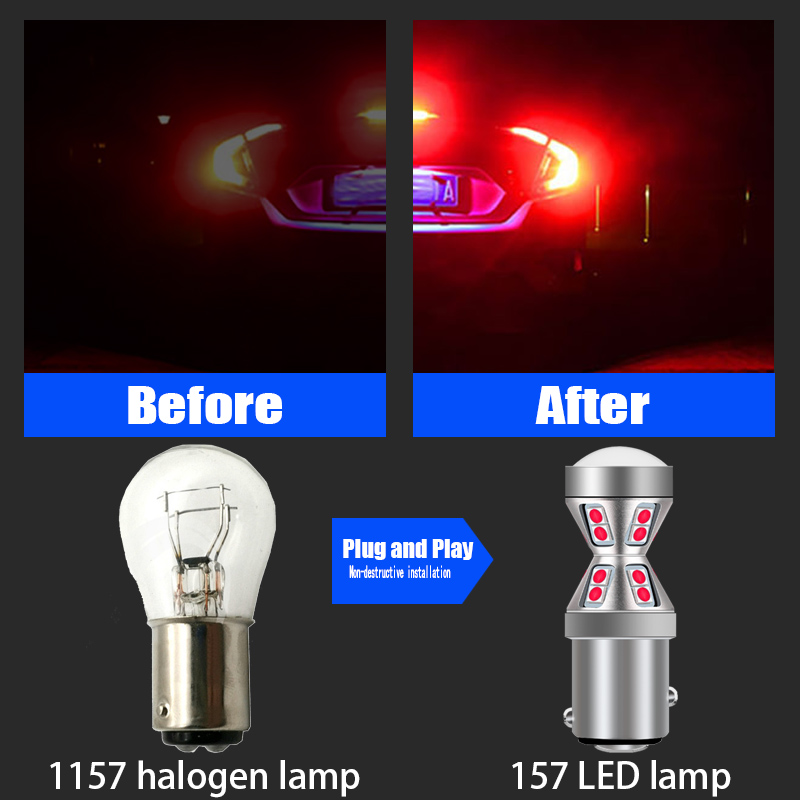 2Pcs 1157 BAY15d P21/5W Lamps LED TAIL Brake Lights Canbus Error Free STOP Signal Bulbs For C30 V60 XC60 XC90 S40 S60 S80L