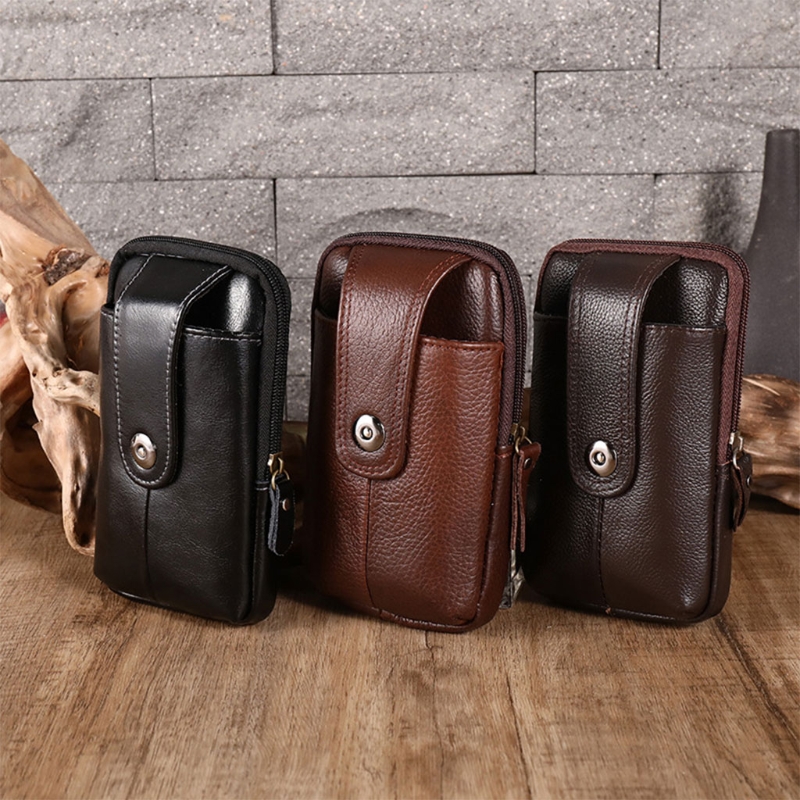 2025 Men Vintage Cowhide Leather Waist Fanny Pack Phone Card Holder new Bum Bag Belt Holster Carry Phone Bag Travel Hip Hanging Purse