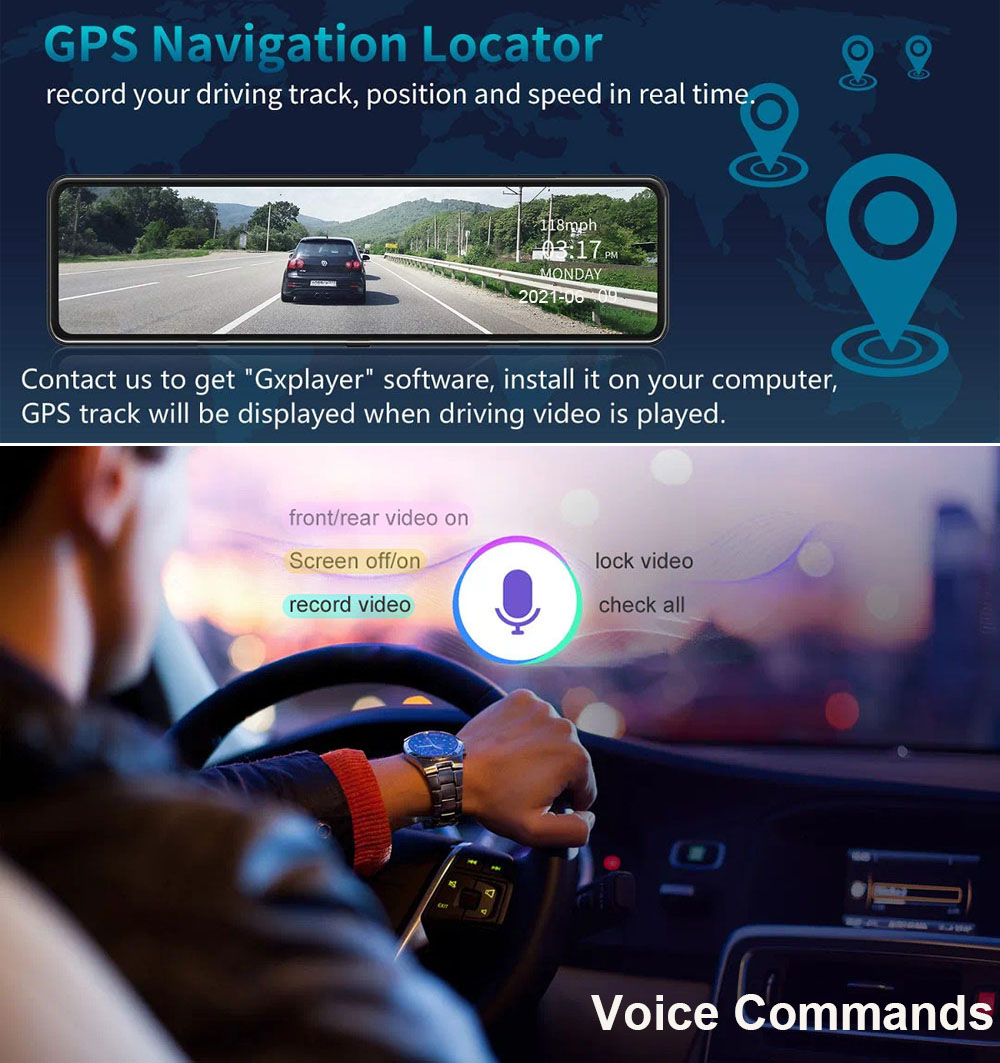HGDO D566 12" WIFI Car DVR 4K 3840*2160P Dash Cam Sony IMX415 Rear View Mirror GPS Car Camera 1080P Video Recorder Registrar