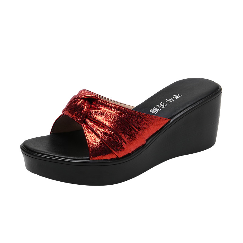 Sier Platform Heel Slippers | Plus Size 32-43 Summer 2024 Wedges for Office, Beach, Wedding