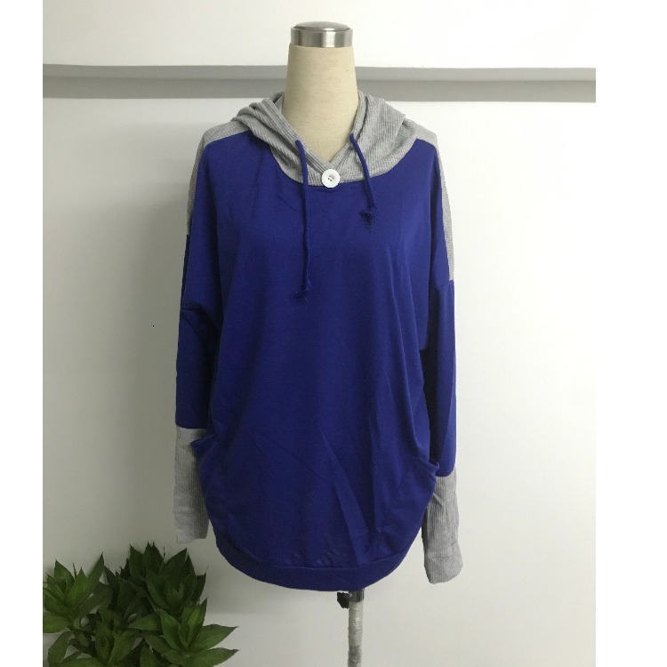 Designer's autumn winter new casual versatile two-color splicing pullover, fashionable and personalized hoodie for women