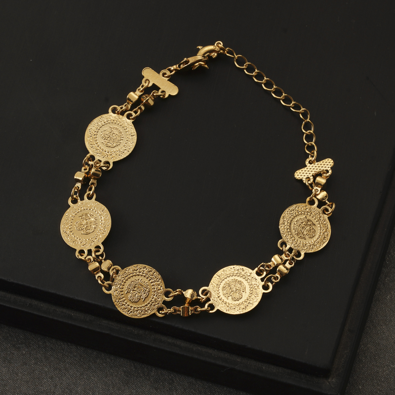 Wholesale Turkish Coin Bracelets Dubai Muslim Middle East Charm Bracelets Ladies Jewelry Wedding Gifts Algeria Ladies Bracelets