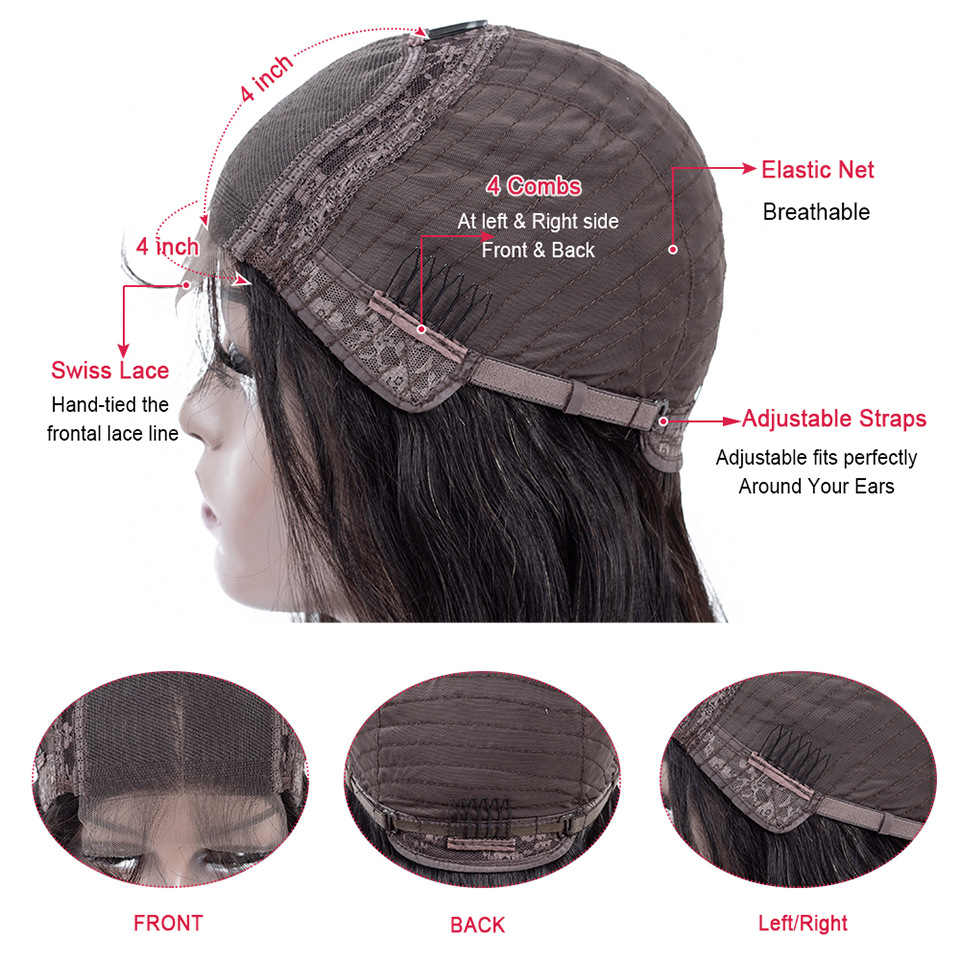 Indian Human Hair HD 5X5 Closure Wig 13X4 Lace Front Bob Wigs 150% 180% 210% Density Natural Color Silky Straight 10-16Inch