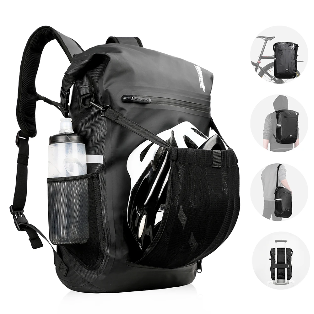 Rhinowalk 22L Waterproof Bike Pannier Bag Portable Cycling Backpack Bicycle Rear Rack MTB Trunk Bag Pack Luggage Carry