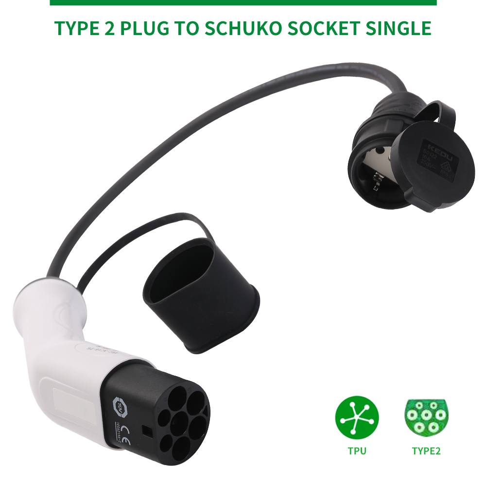 Type2 to schuko 16A Electrical Car Type 2 charging side plug to schuko new socket EV charging adapter 2025 Car Charging Stations