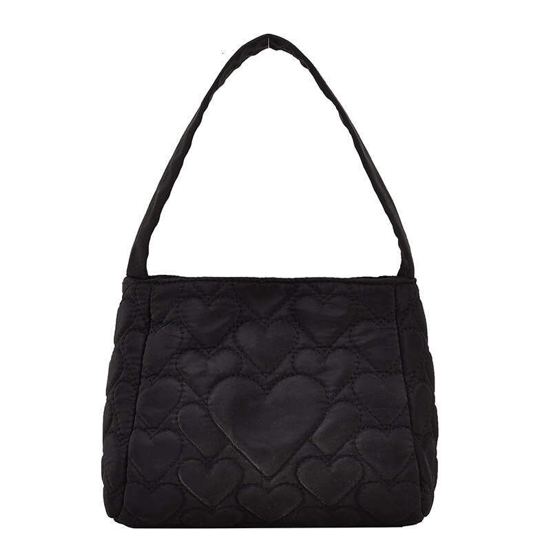 Small and high-end handbag, women's nylon fabric, heart tote, bento bag, versatile single shoulder armpit bag