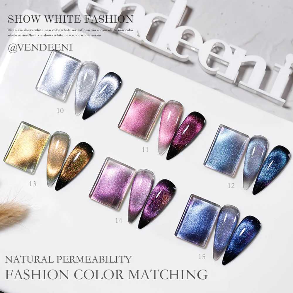 Nail Gel Vendeeni 15 Color/Set Colorful Crystal Aurora Cats Eye gel nail polish Magnetic gel UV LED Soap gel Decal Q241109