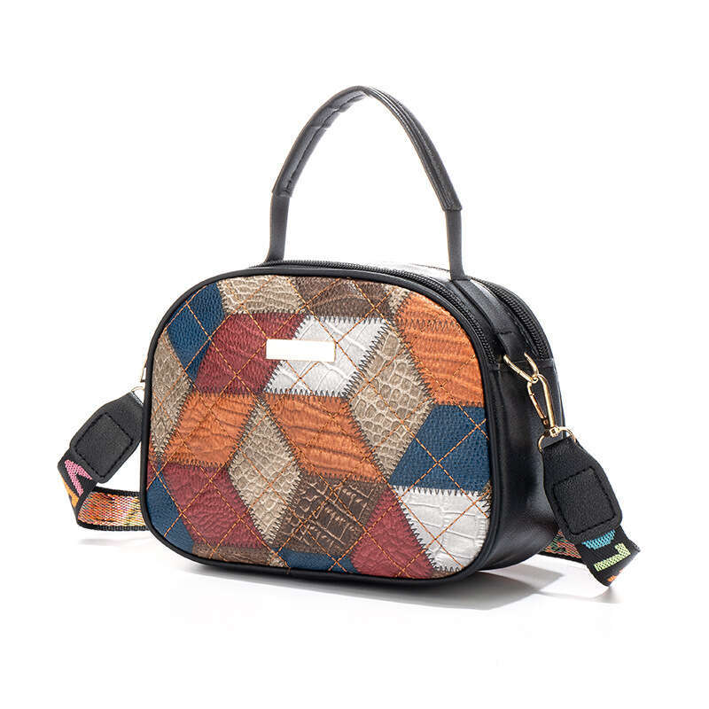 2024 new color blocked ethnic style single shoulder crossbody bag women, fashionable handbag for women