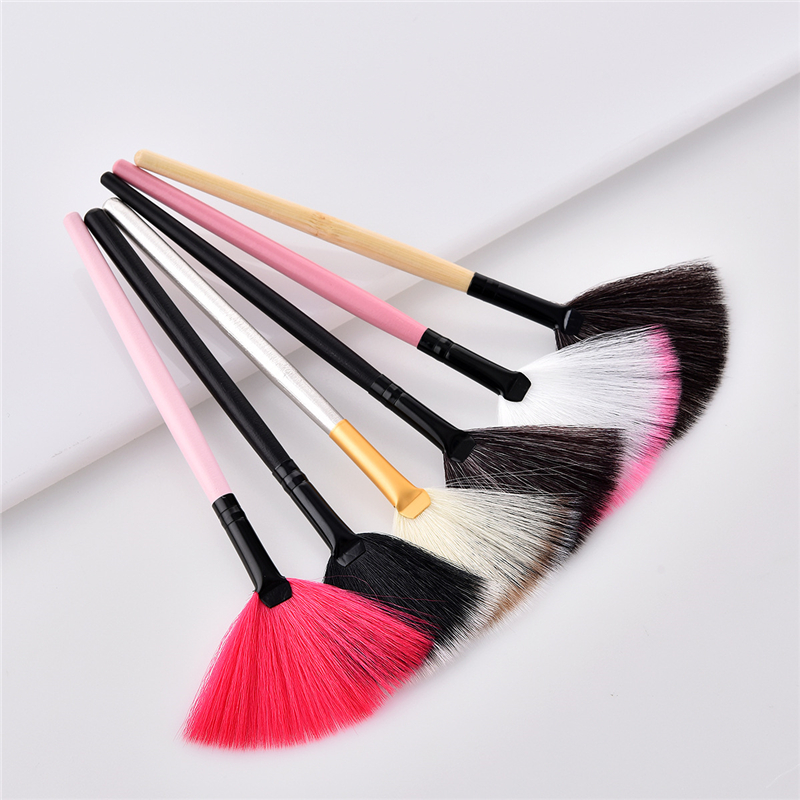 ffe Brush Shape Slim Powder Fan Concealor Blending Finishing Highlighter Makeup Nail Art Colors Wooden Hair