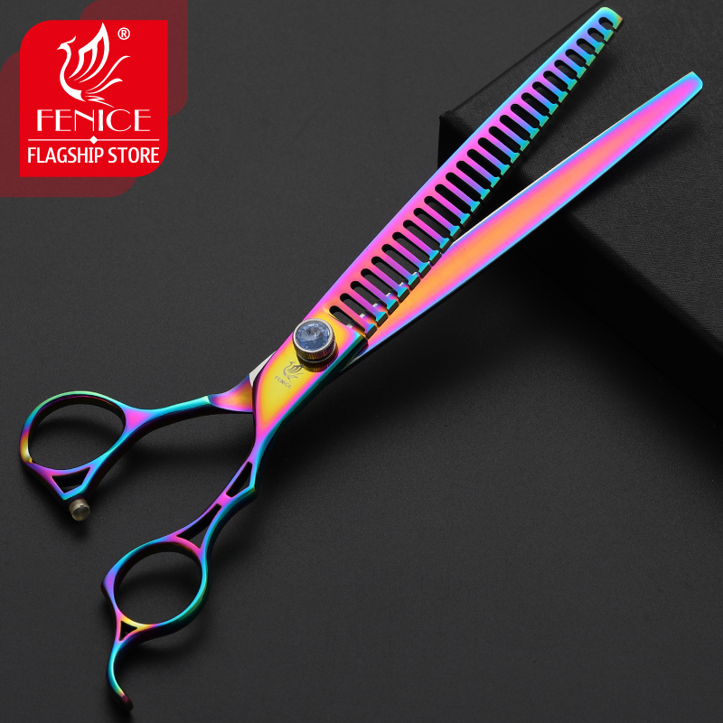 Fenice 8 Inch Dog Thinning Scissors 26 Teeth Professional Shears for Dogs Purple Pet Scissors Thinning Rate 75%