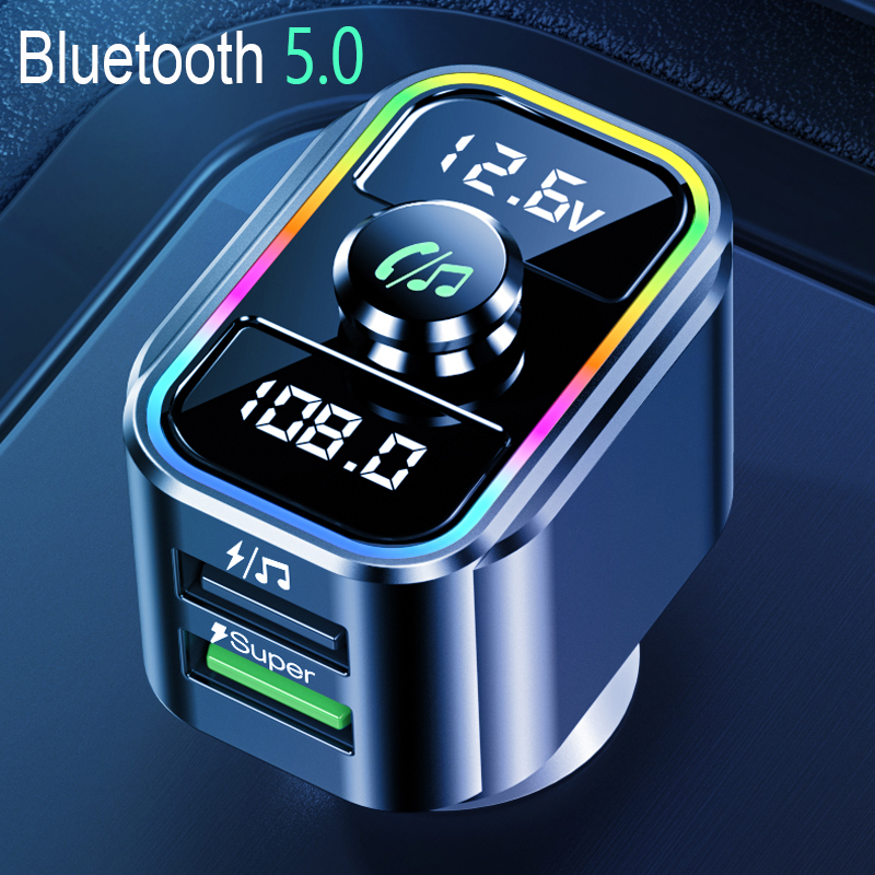 Dual Screens FM Transmitter Bluetooth new 5.0 Handsfree Mp3 Player 22.5W Super Fast QC3.0 Car Charge Audio USB Charger 2025 U Disk Player