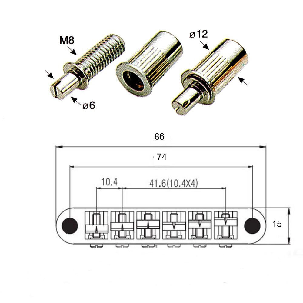 Dopro Guitar Tune-o-Matic Piezo Bridge Pickup LP Piezo Guitar Bridge Pickup for Les Paul/SG/ES Chrome/Black/Gold