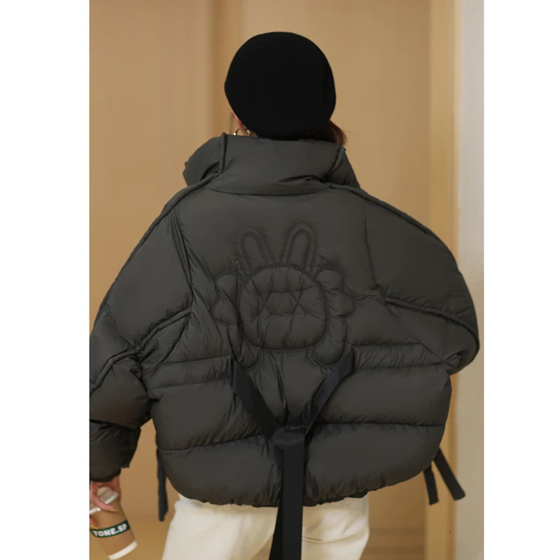 ly ned womens oversized jacket winter fashion lace up puffer jacket turtle neck parkas clothing casual INEKO 2O118 241108