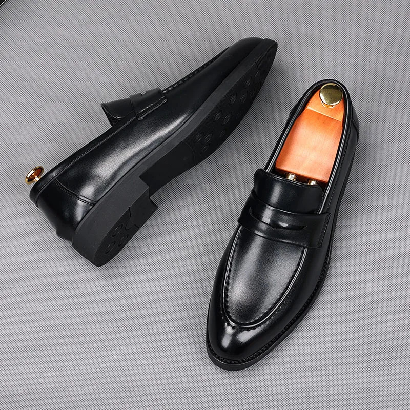er Mens Balck Penny Loafter Leather Shoes Male Wedding Dress Prom Homecoming Oxford Footwear 241108