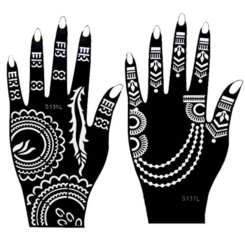 dbd Large Tattoo Henna Hand pcs Stencils For Body Paint Flower Glitter Airbrush Mehndi Indian Tatoo Templates Stencil cm