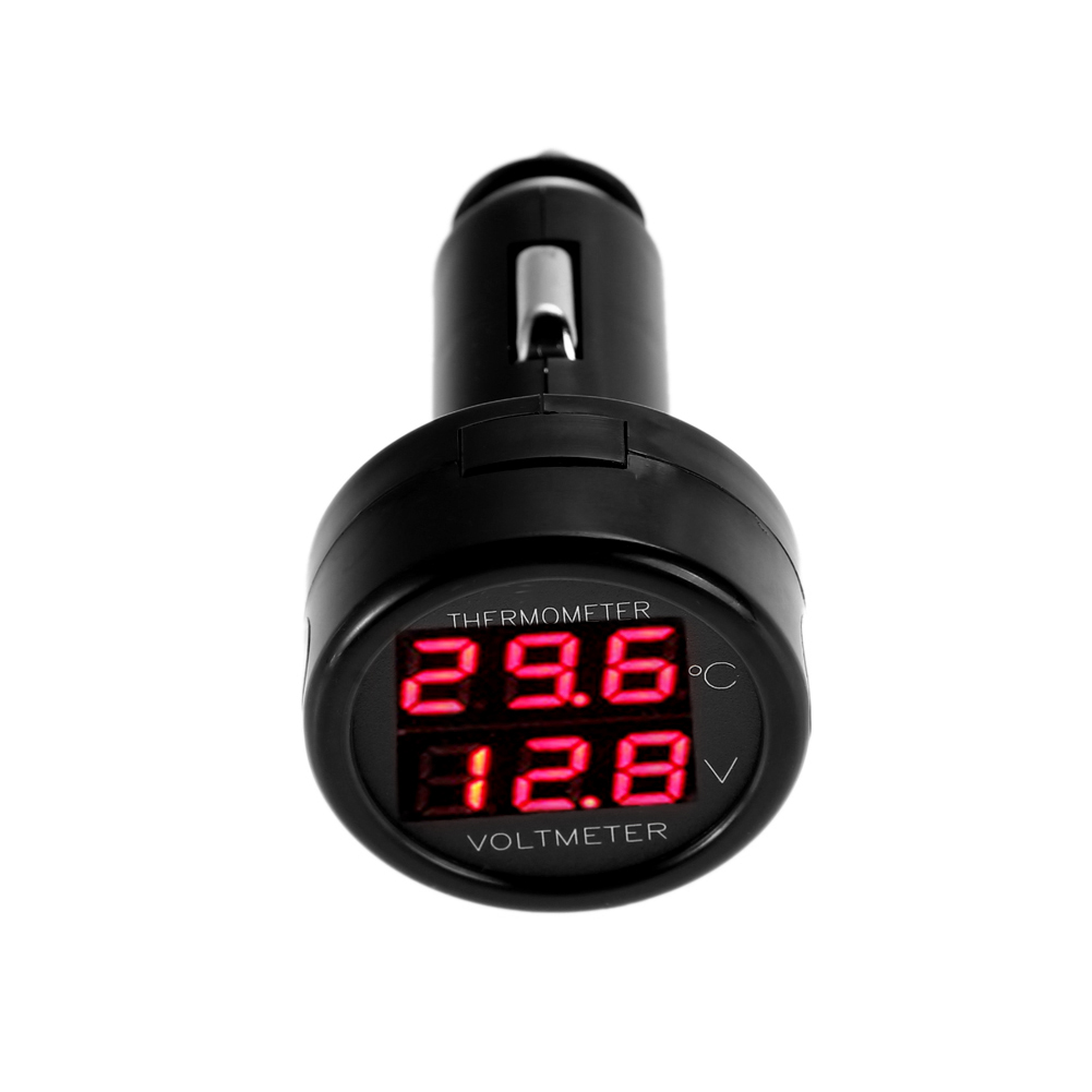 Mobile Phone Adapter Car Charger 2 in 1 Digital Car Voltmeter Thermometer Car Adapter Charger Cigarette Lighter smile