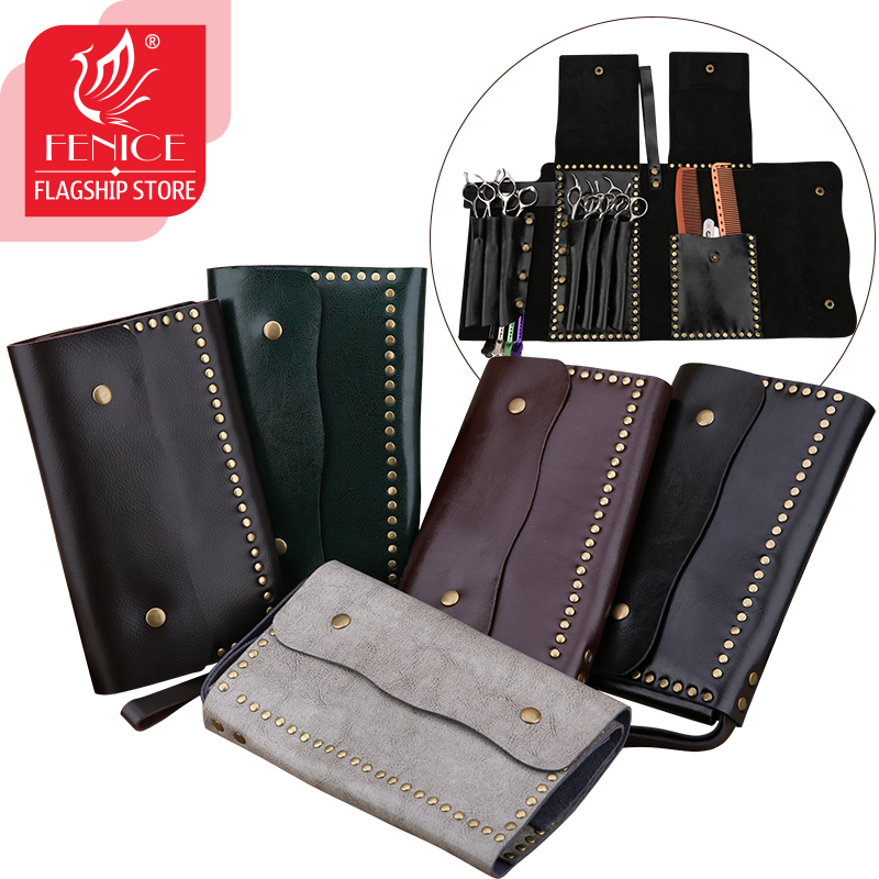 Fenice Salon Hairdresser Scissors Tool Holster Folding Bag Pet Scissors Bag Stylist Barber Scissor Comb Pouch Case 7 Pockets