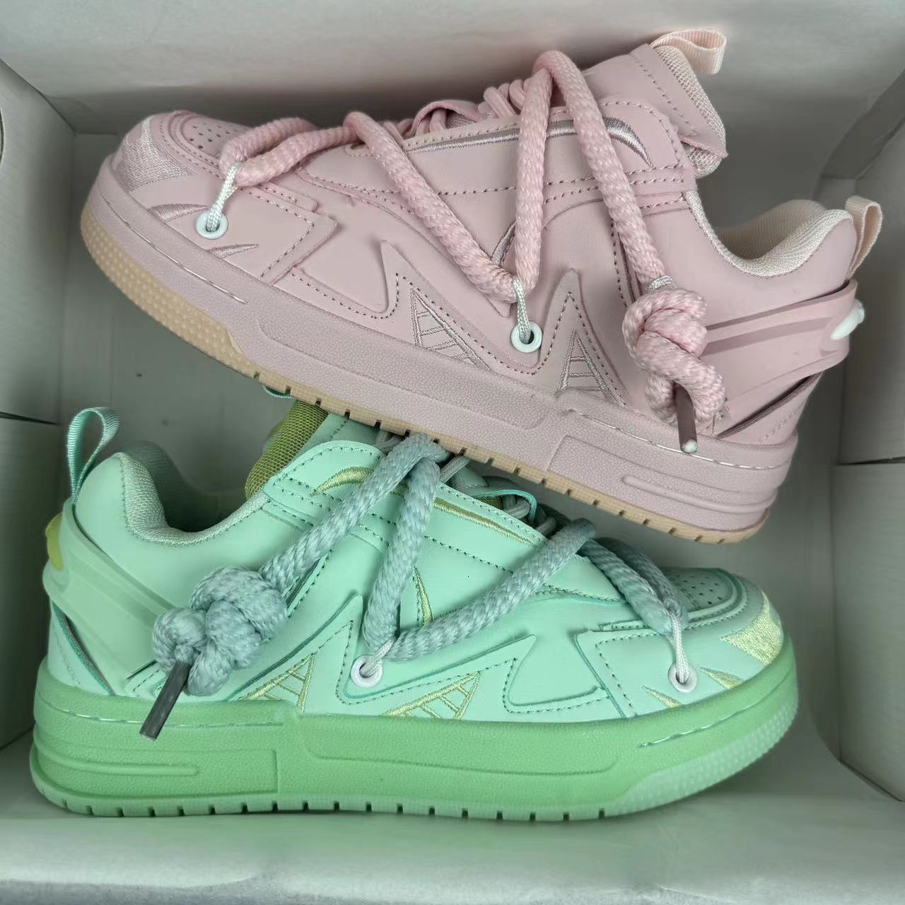 2025 New Men's And Women's Height Increasing Thick Soled Board Shoes Casual Multifunctional Breathable Niche Brand Trend Bread Shoes Height 