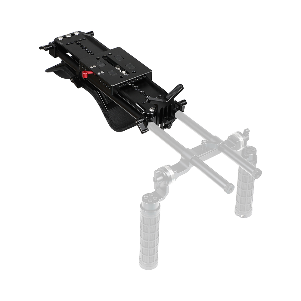 Kayulin ARRI 12" Dovetail Bridge Sled Plate & Quick Release Baseplate & 15mm Rail Rod Support System & Shoulder Pad For DSLR Rig