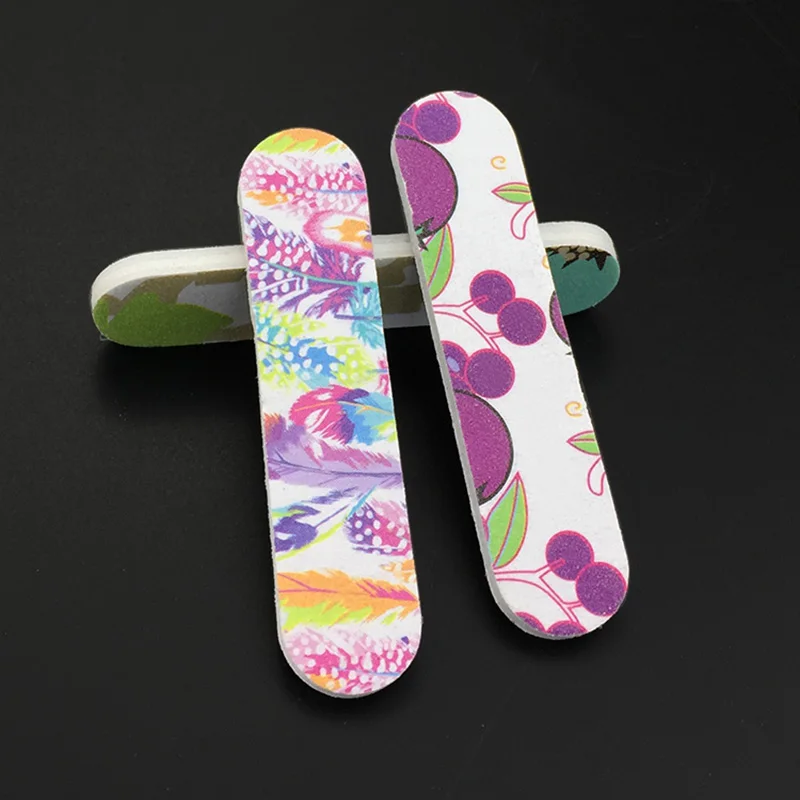 10/pcs Or 50pcs Mini NailFile Double Side 100/180 Nail Buffer Angle Nail File Washable Grit Sanding Tool Buffing Random