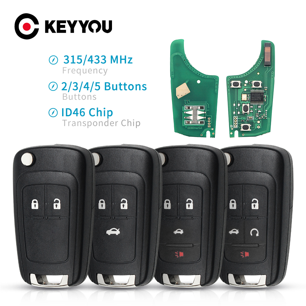 KEYYOU 2/3/4/5 Buttons 2025 new Car Remote Key DIY for OPEL/VAUXHALL Astra J Corsa E Insignia Zafira C 2009-2016 315 / 433MHz ID46 Chip
