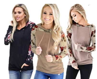 Designer's versatile and winter fashion new product, autumn hooded print lace up top, women's hoodie