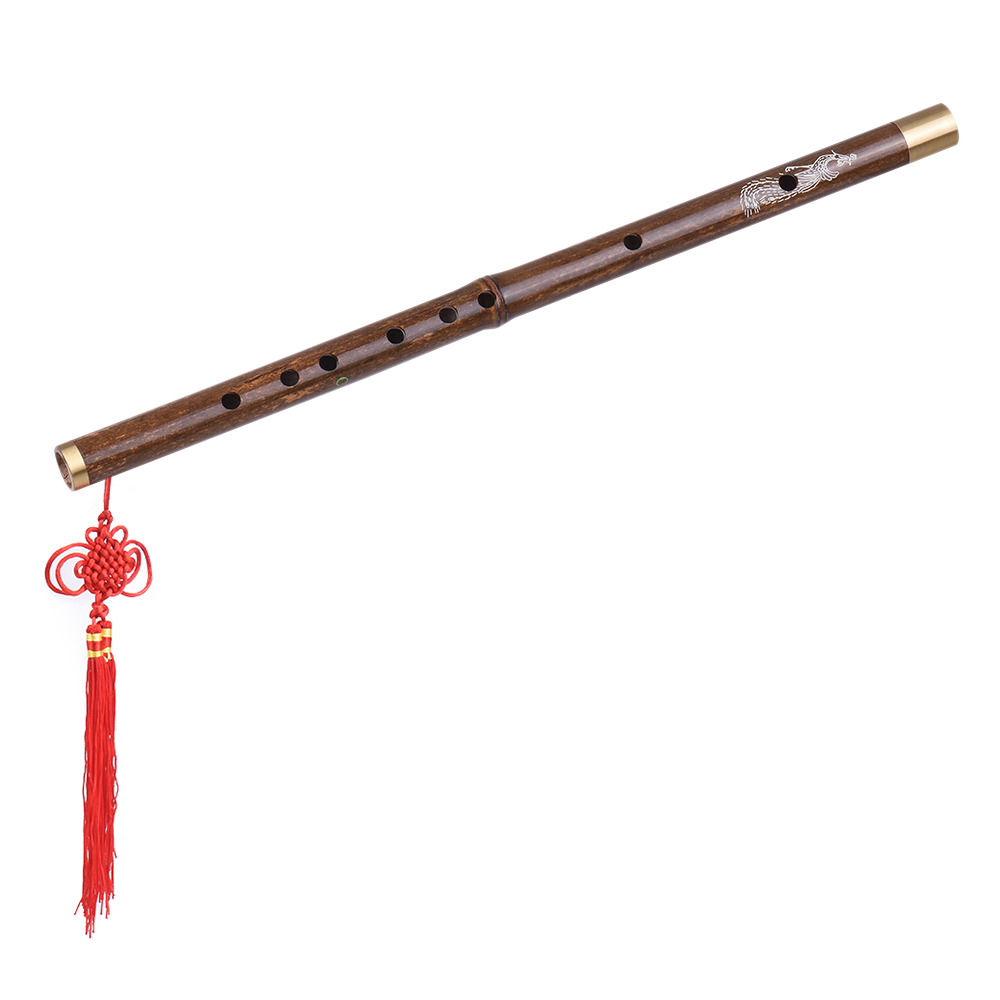Professional Black Bamboo Dizi Flute Traditional Handmade Chinese Musical Woodwind Instrument Key of C/D/E/F/G Study Level