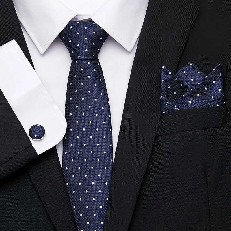 Jacquard Fashion Brand Festive Present Tie Pocket Squares Cufflink Set Necktie Mans Sliver Shirt AccoriesX241109