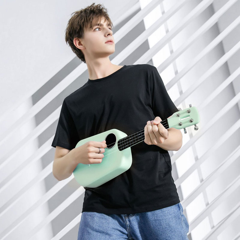 23 Inch Ukulele Populele 2 LED Smart Soprano Concert from Bluetooth USB Ukulele 4 Strings Acoustic Electric Guitar Pink Cyan