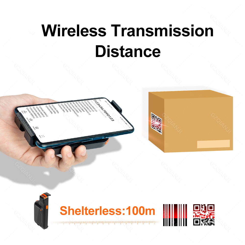 2D Phone Back Clip Bluetooth Barcode Scanner Portable Barcode Reader Data Matrix Code 1D 2D QR Scanner Android IOS System
