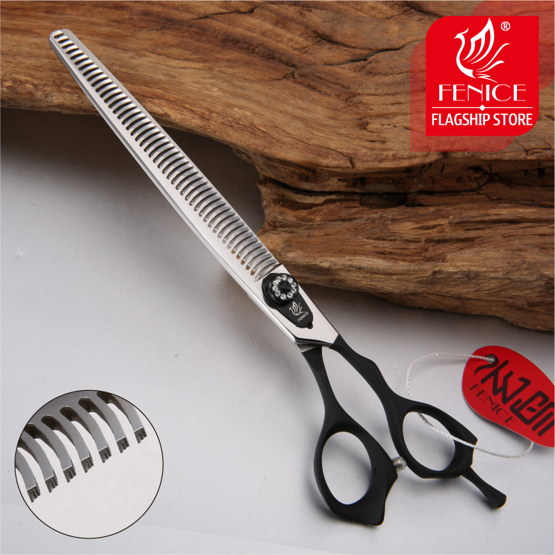 Fenice JP440c Steel Professional 7/7.5 inch pet grooming scissors for dogs thinning shears scissors