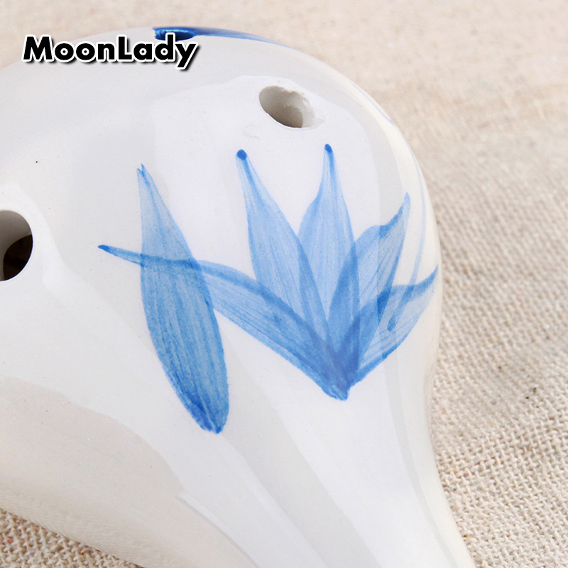 2 Colors Ocarina 6 Hole Painting Small Ocarina Alto C Tone Beginner Ocarina Tourist Souvenir Teaching Toys Ceramic Pendant