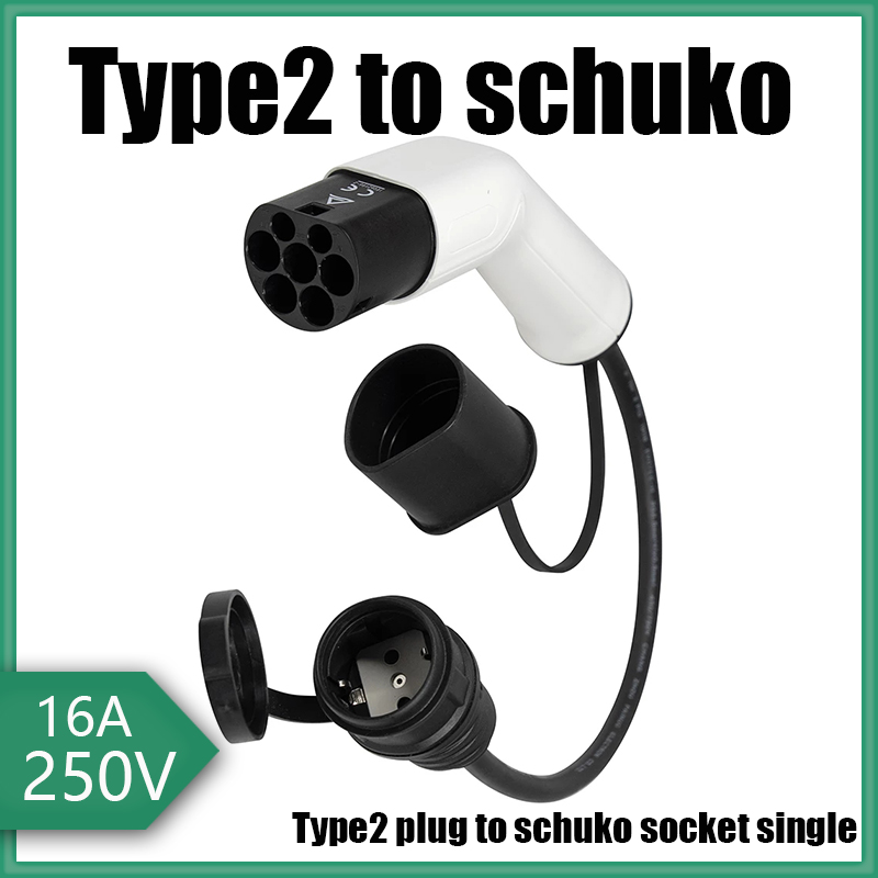Type2 to schuko 16A Electrical Car Type 2 charging side plug to schuko new socket EV charging adapter 2025 Car Charging Stations