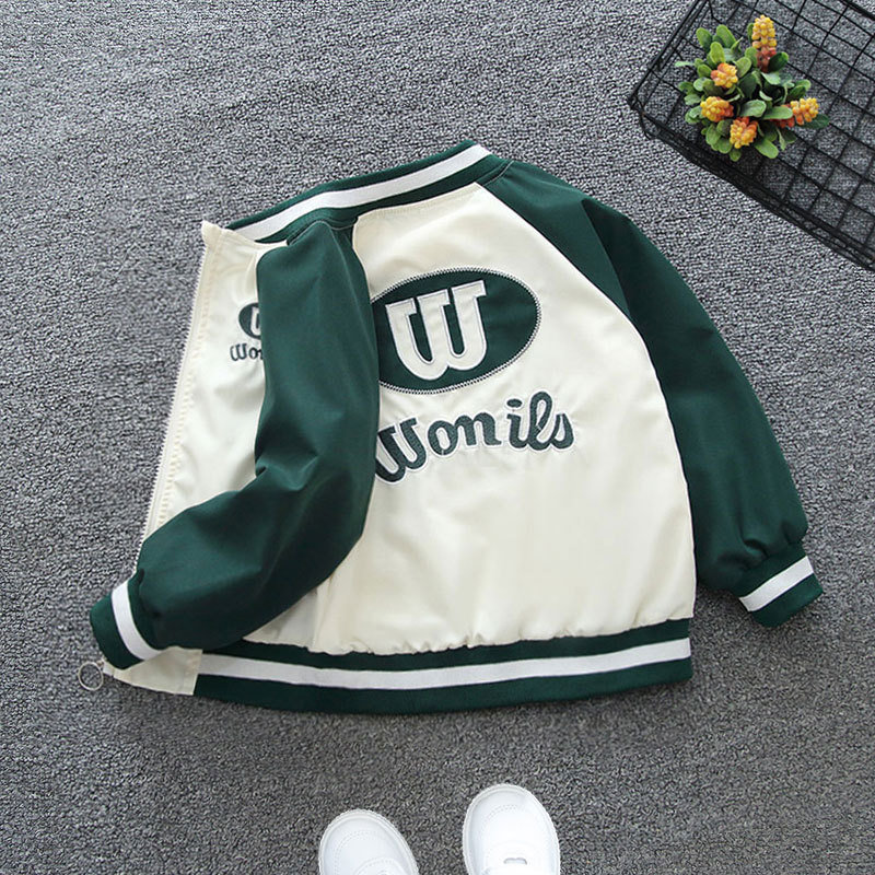 Designer Children's clothing Spring Autumn 2025 new color blocked top Middle and large children's navy blue jacket Zipper sweater free shipp