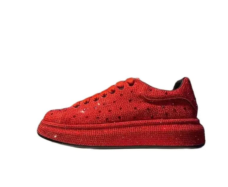 New Men Red Rhinestone Pattern All Match Brand Shoes Causal Flats Loafers Sports Walking Sneakers Zapatos Hombre for Male