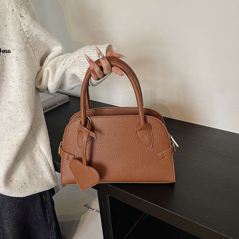 Advanced Lychee Pattern Handheld Half Round for Women 2024 New, Niche Korean Edition Trendy Single Shoulder Crossbody Bag